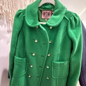 NWOT JUICY COUTURE Green Women's Double-Breasted Peacoat Jacket - NEVER WORN